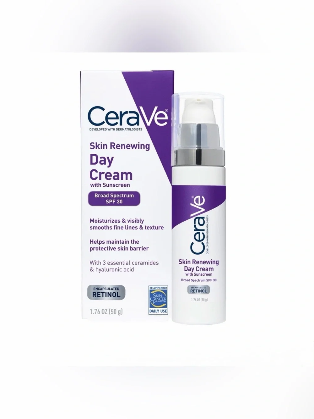 CeraVe Skin Renewing Day Cream SPF 30 Anti- Aging Face Moisturizer Retinol